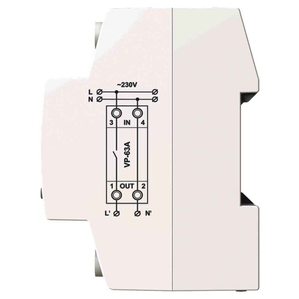 DigiTOP VP-63A M2R — przekaźnik napięcia, ochrona sieci 220V, (63A, czerwony wskaźnik), зображення 3