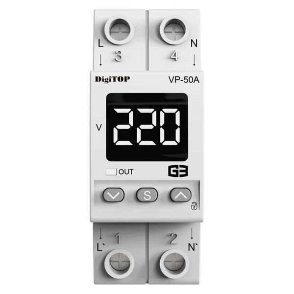 Przekaźnik napięcia DigiTOP VP-50A M2W (50A, biały wskaźnik), зображення 2