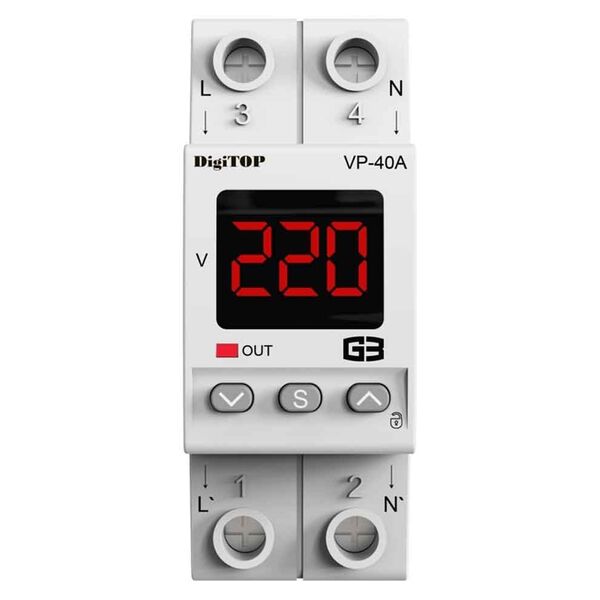 Przekaźnik napięcia DigiTOP VP-40A M2R (40A, czerwony wskaźnik), зображення 2