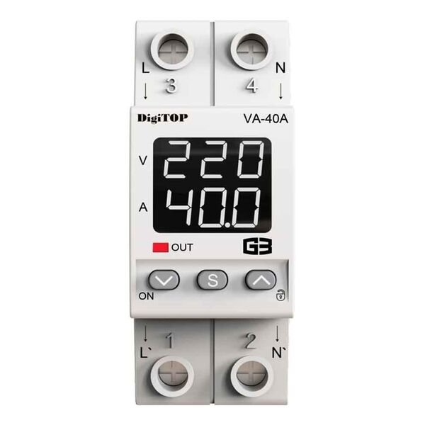 DigiTOP VA-40A M2W - реле напруги з контролем струму 40А, зображення 4 DigiTOP VA-40A M2W - реле напруги з контролем струму 40А, зображення 4