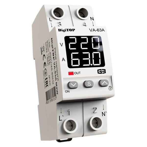 DigiTOP VA-63A M2W - voltage relay with current control 63A