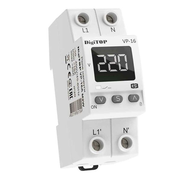DigiTOP VP-16A M2W - реле напруги 16А DigiTOP VP-16A M2W - реле напруги 16А